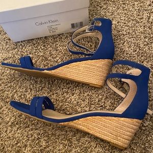 Calvin Klein Blue Suede Wedge - Callista Nubuck